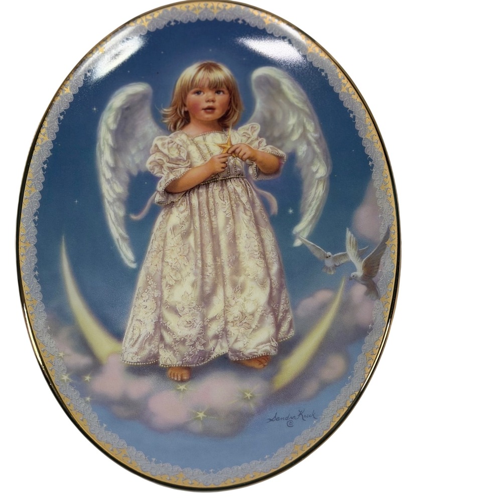 Bradford Exchange Sandra Kuck Wings of Wonder Angel Collector Plate 1999 COA